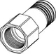 TECE-Adapter mit Innengewinde aus einer metallischen Legierung, zylindrische Form mit geripptem Gewinde zum Verschrauben.